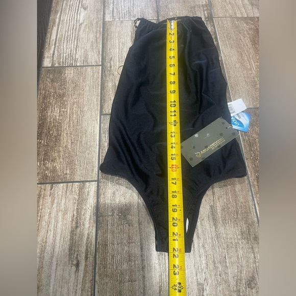 🌴Agua de Coco By Liana Thomaz Women Gold Chain One-Piece Swimsuit Black Sz M NWT - Picture 5 of 13